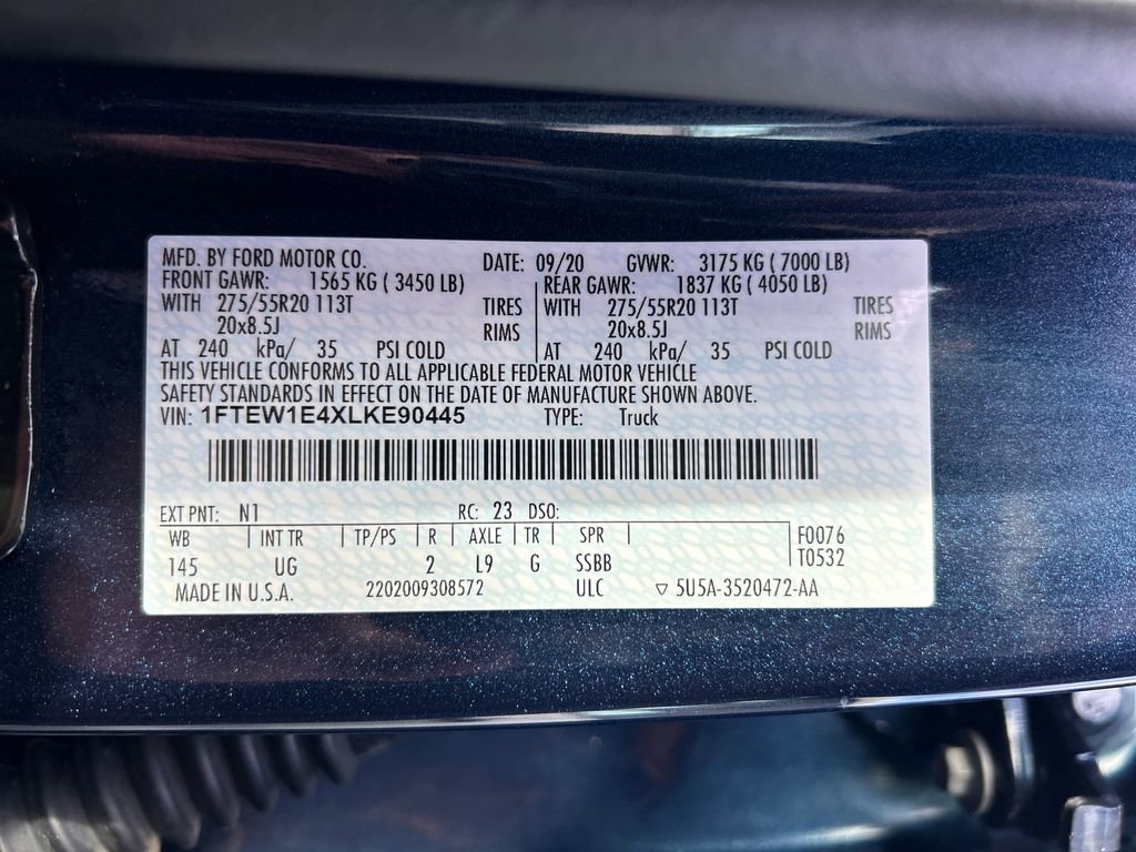 Certified 2020 Ford F150 XLT w/ Equipment Group 302A Luxury image 30