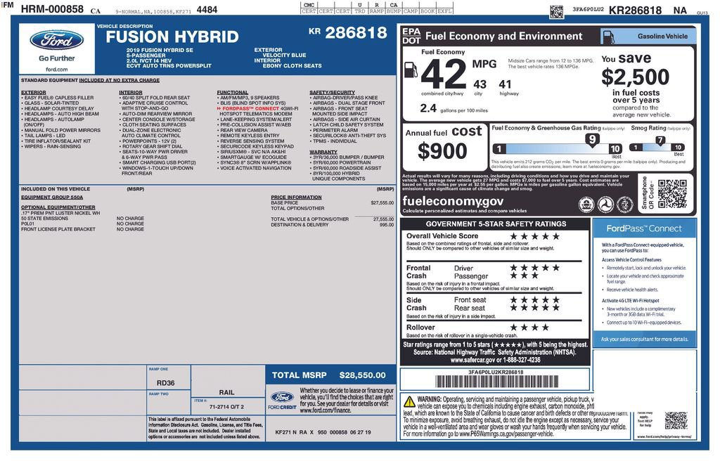 Certified 2019 Ford Fusion SE FWD image 2