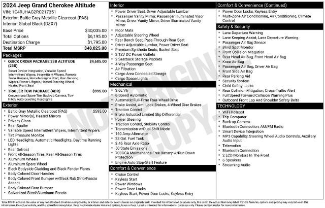 Used 2024 Jeep Grand Cherokee Altitude AWD/4WD image 15