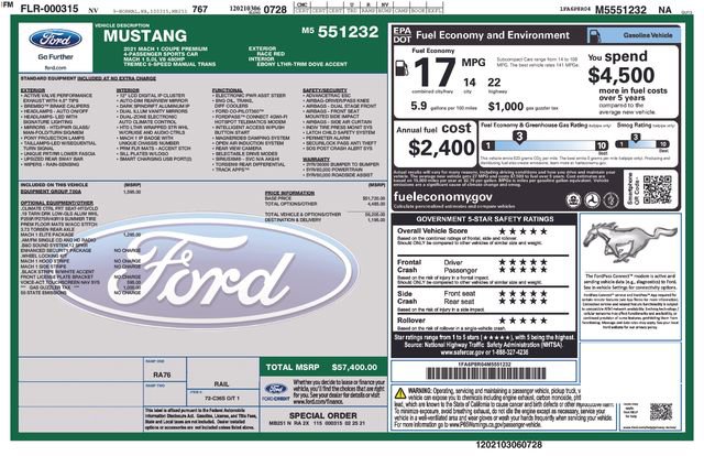 Certified 2021 Ford Mustang Mach 1 w/ Equipment Group 700A image 36