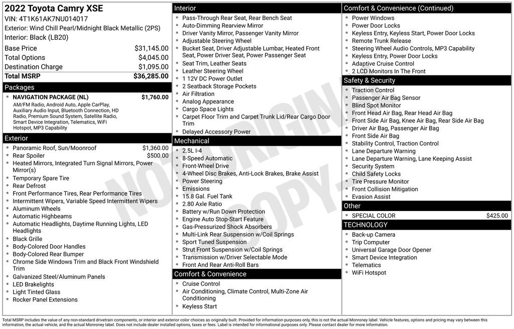 Used 2022 Toyota Camry XSE w/ Navigation Package FWD image 5