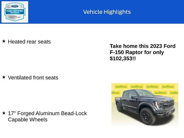 Certified 2023 Ford F150 Raptor w/ Equipment Group 802A Raptor R AWD/4WD image 30
