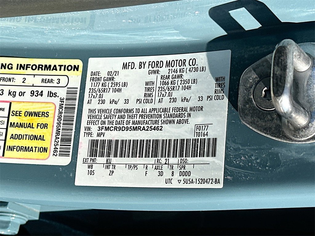 Certified 2021 Ford Bronco Sport Badlands w/ Badlands Package image 27