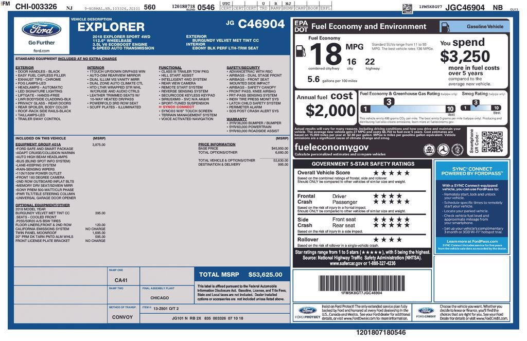 Certified 2018 Ford Explorer Sport w/ Equipment Group 401A image 7