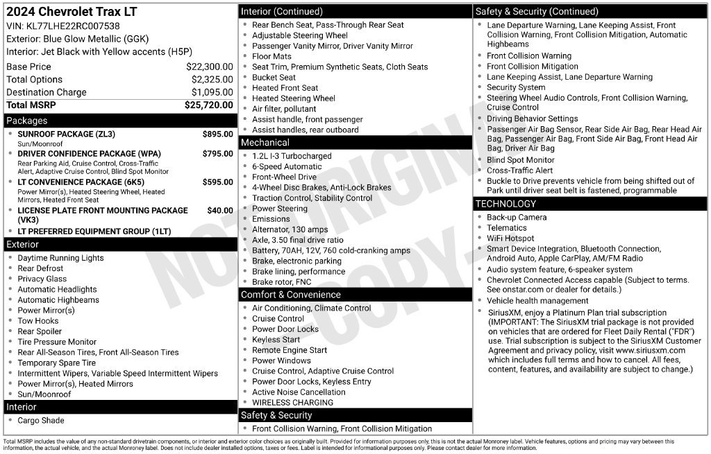 Used 2024 Chevrolet Trax LT w/ Sunroof Package FWD image 27