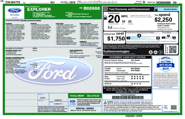 Certified 2022 Ford Explorer ST w/ Equipment Group 401A RWD image 2