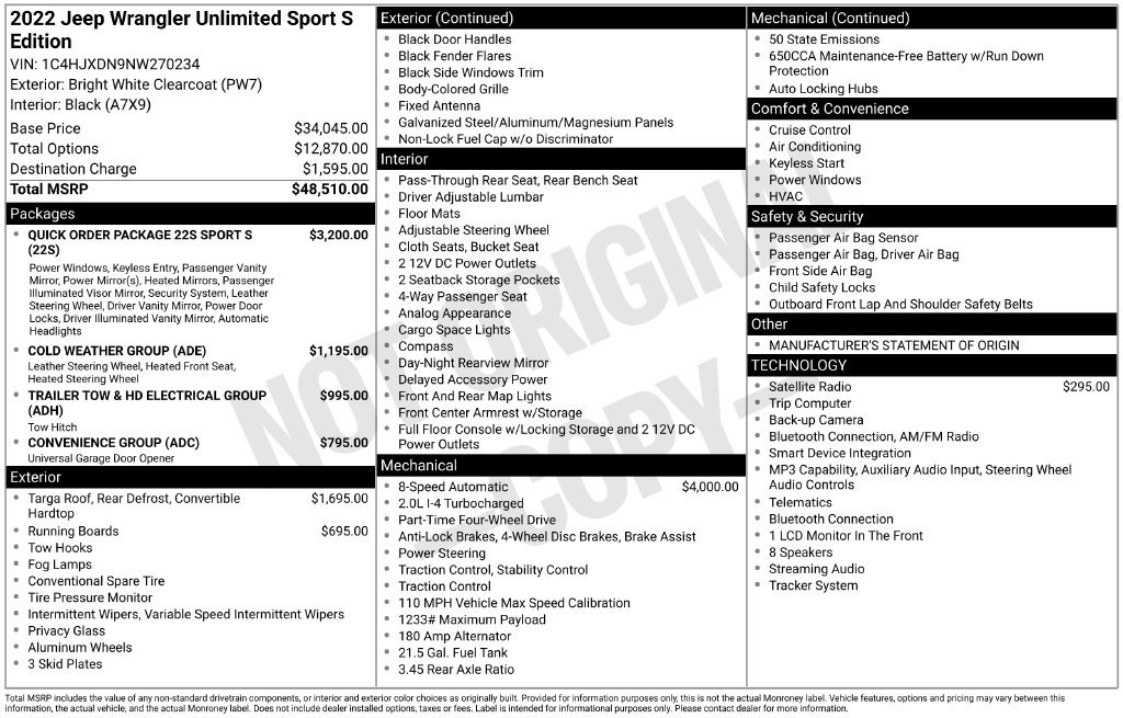 Used 2022 Jeep Wrangler Unlimited Sport AWD/4WD image 3