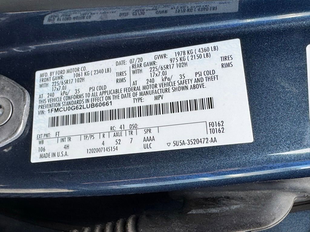 Certified 2020 Ford Escape SE FWD image 20