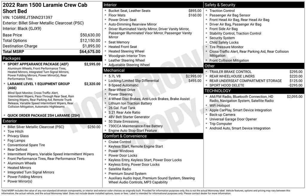 Used 2022 RAM 1500 Laramie w/ Sport Appearance Package RWD image 27
