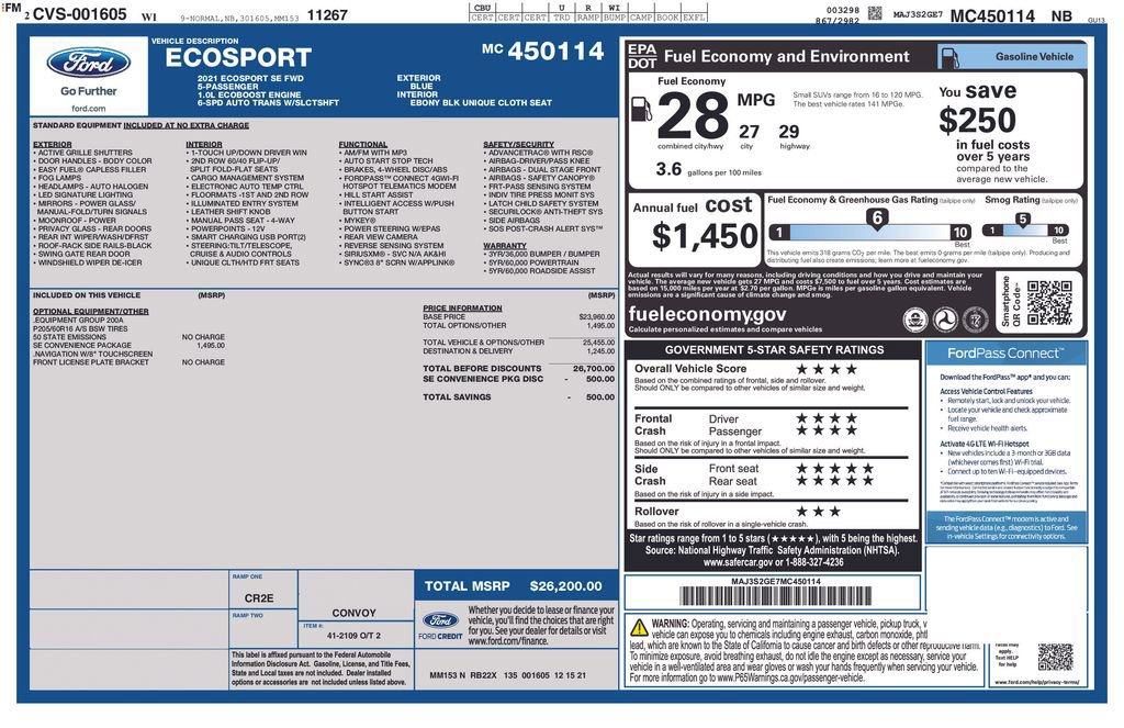 Certified 2021 Ford EcoSport SE w/ SE Convenience Package image 30