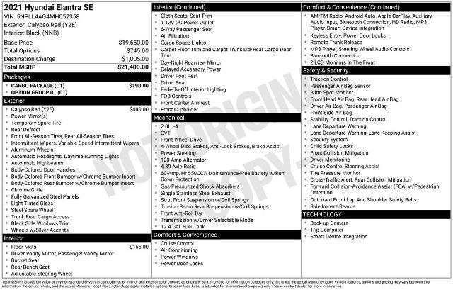 Used 2021 Hyundai Elantra SE w/ Cargo Package image 2