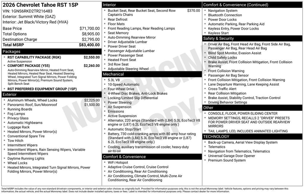 Used 2026 Chevrolet Tahoe RST w/ RST Capability Package AWD/4WD image 7