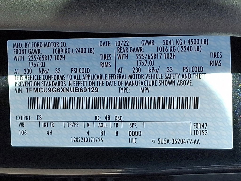 Certified 2022 Ford Escape SE w/ Convenience Package image 28