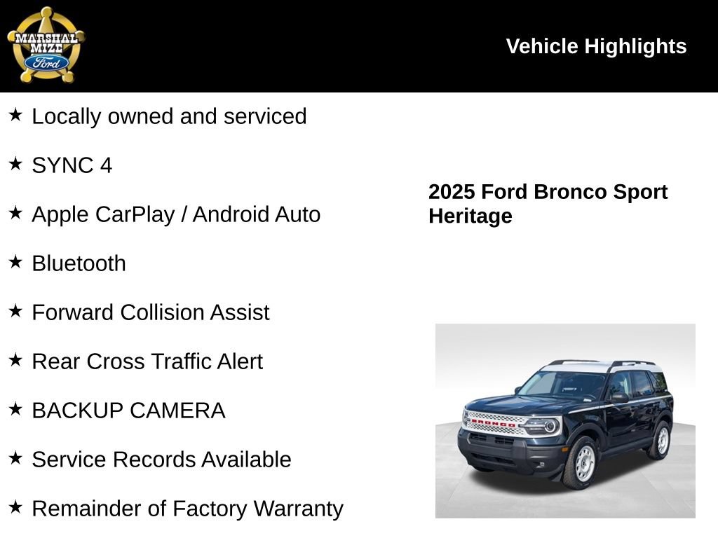 Certified 2025 Ford Bronco Sport Heritage w/ Convenience Package AWD/4WD image 2