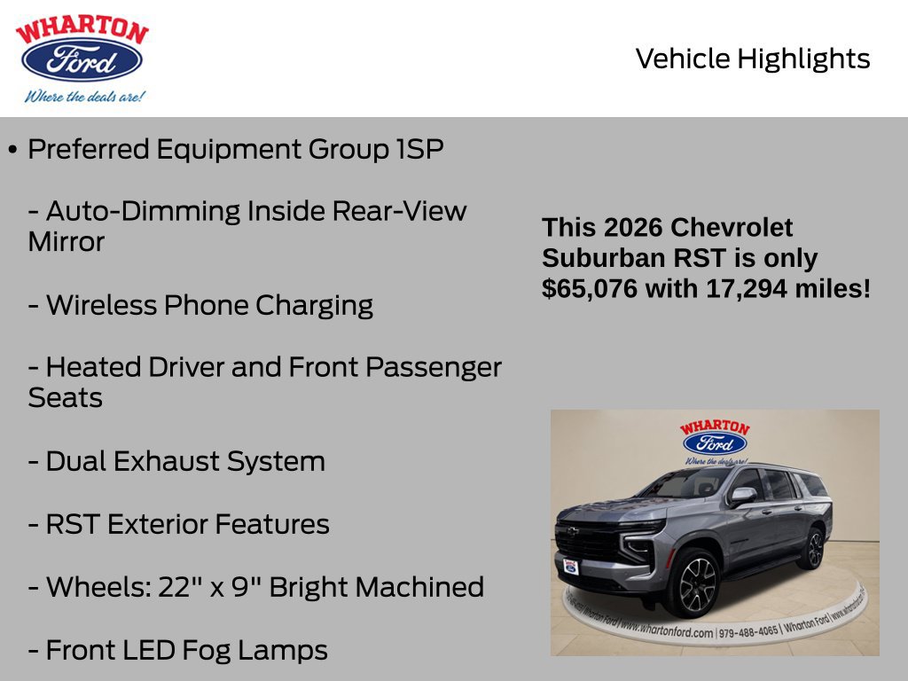 Used 2026 Chevrolet Suburban RST w/ Comfort Package RWD image 11