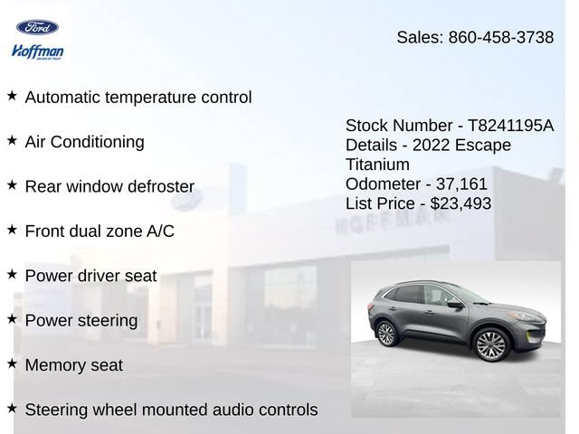 Certified 2022 Ford Escape Titanium w/ Class II Trailer Tow Package AWD/4WD image 10