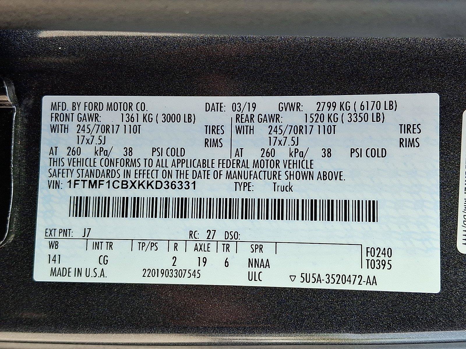 Certified 2019 Ford F150 XL w/ Equipment Group 101A Mid RWD image 26