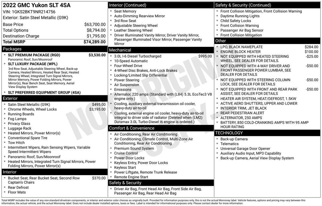 Used 2022 GMC Yukon SLT w/ SLT Premium Package image 3