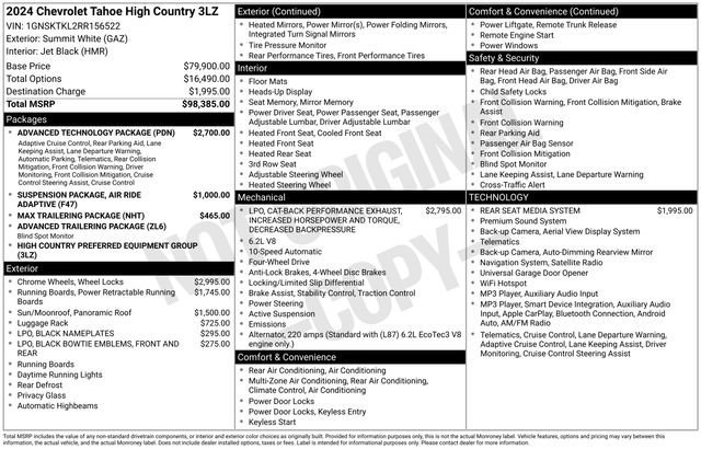 Used 2024 Chevrolet Tahoe High Country w/ Advanced Technology Package AWD/4WD image 35