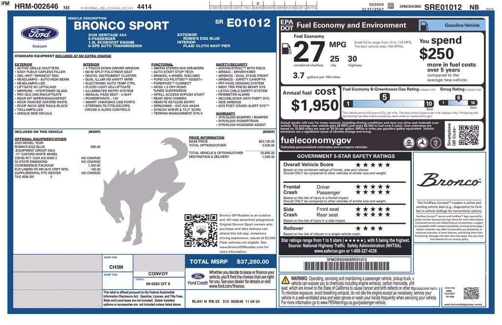 Certified 2025 Ford Bronco Sport Heritage w/ Convenience Package AWD/4WD image 2