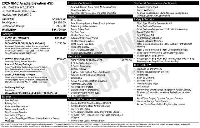 Used 2026 GMC Acadia Elevation w/ Black Edition AWD/4WD image 38