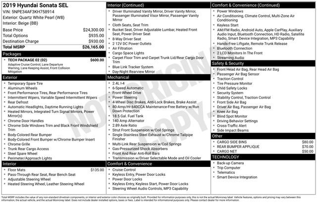 Used 2019 Hyundai Sonata SEL w/ Tech Package 02 FWD image 2