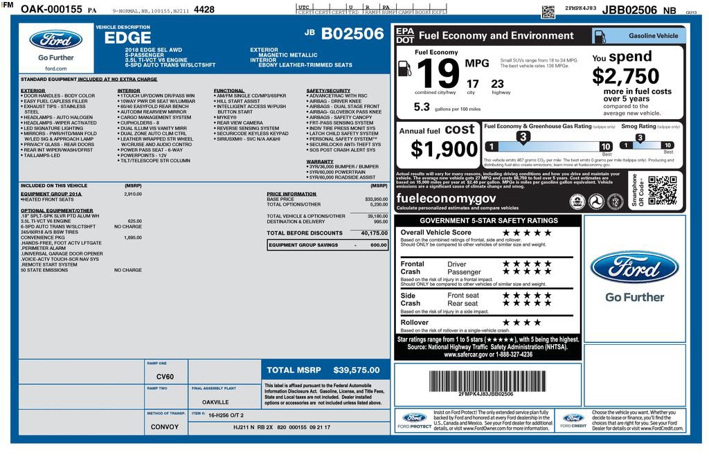 Certified 2018 Ford Edge SEL w/ Equipment Group 201A AWD/4WD image 39