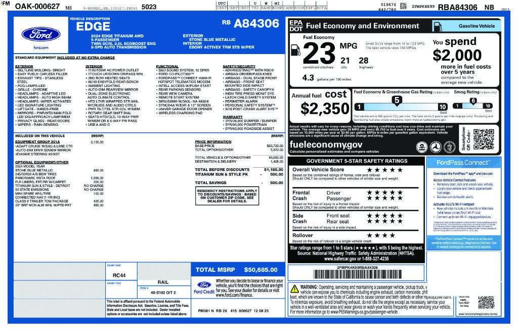 Certified 2024 Ford Edge Titanium w/ Equipment Group 301A AWD/4WD image 13