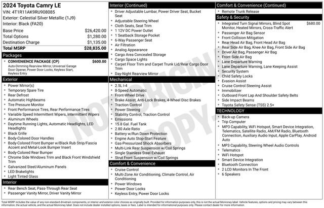 Used 2024 Toyota Camry LE w/ Convenience Package FWD image 2