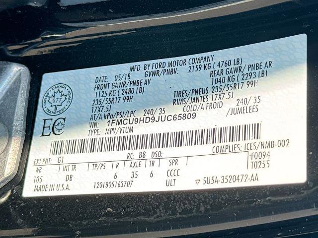 Certified 2018 Ford Escape SEL w/ Canadian Touring Package AWD/4WD image 24