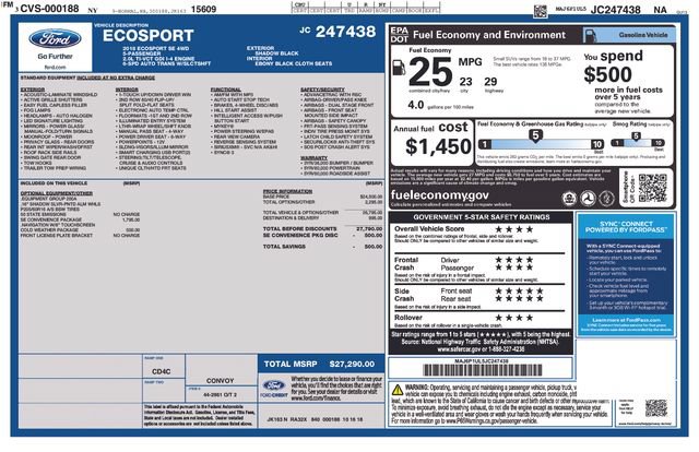 Certified 2018 Ford EcoSport SE w/ SE Convenience Package AWD/4WD image 4