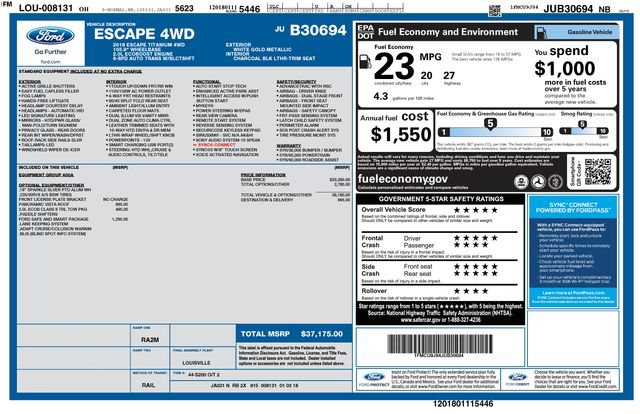Certified 2018 Ford Escape Titanium w/ Ford Safe & Smart Package AWD/4WD image 37