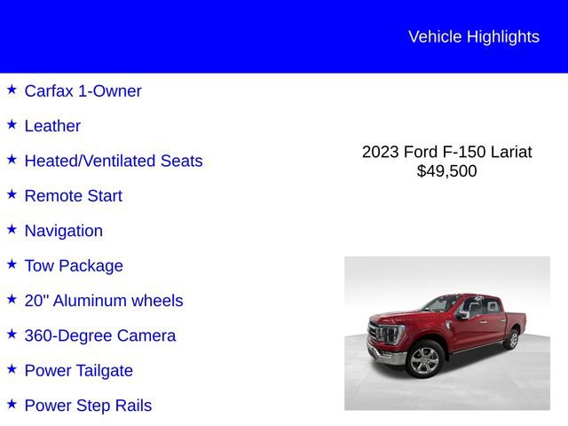 Certified 2023 Ford F150 Lariat w/ Equipment Group 502A High AWD/4WD image 3