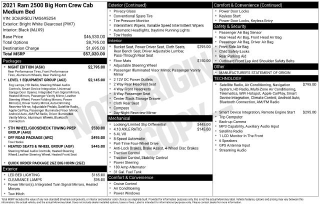 Used 2021 RAM 2500 Big Horn w/ Night Edition AWD/4WD image 4