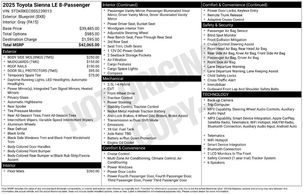 Used 2025 Toyota Sienna LE FWD image 5