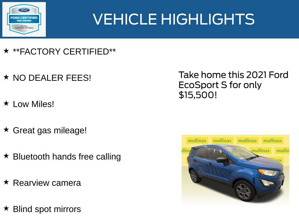 Certified 2021 Ford EcoSport S FWD image 12