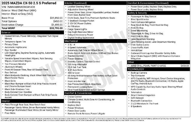 Used 2025 MAZDA CX-50 AWD 2.5 S w/ Preferred Package image 36