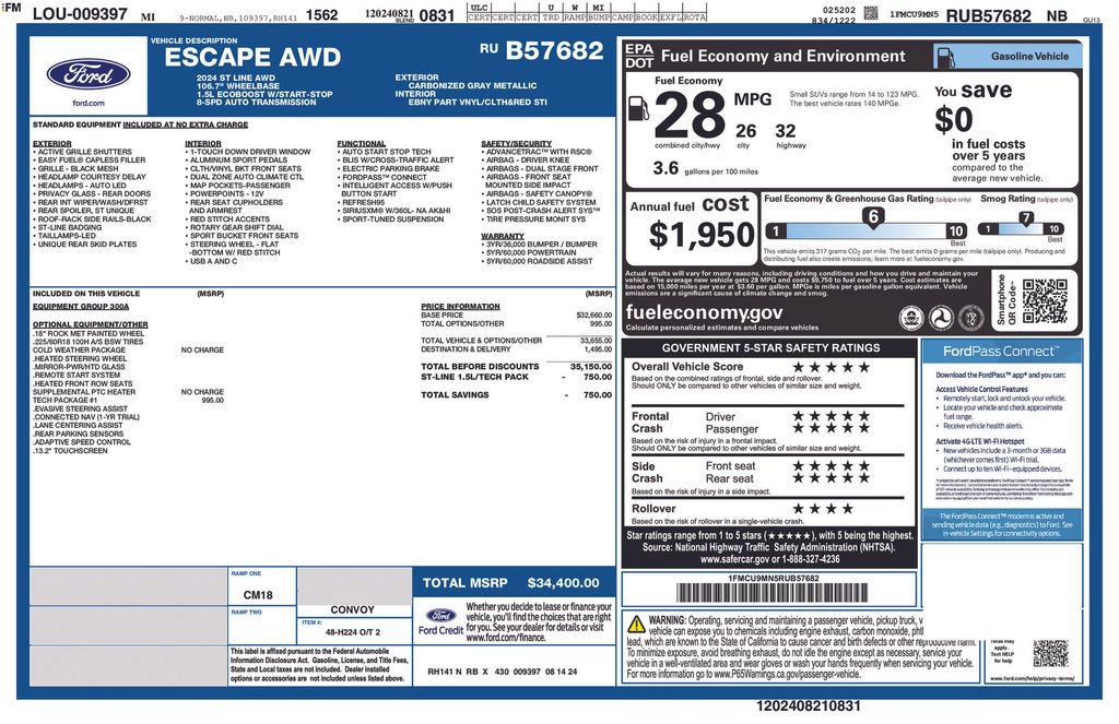Certified 2024 Ford Escape ST-Line w/ Tech Pack #1 AWD/4WD image 5