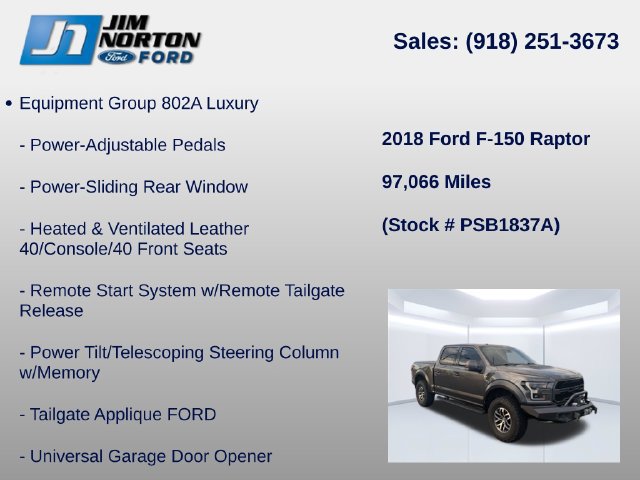 Certified 2018 Ford F150 Raptor w/ Equipment Group 802A Luxury AWD/4WD image 16