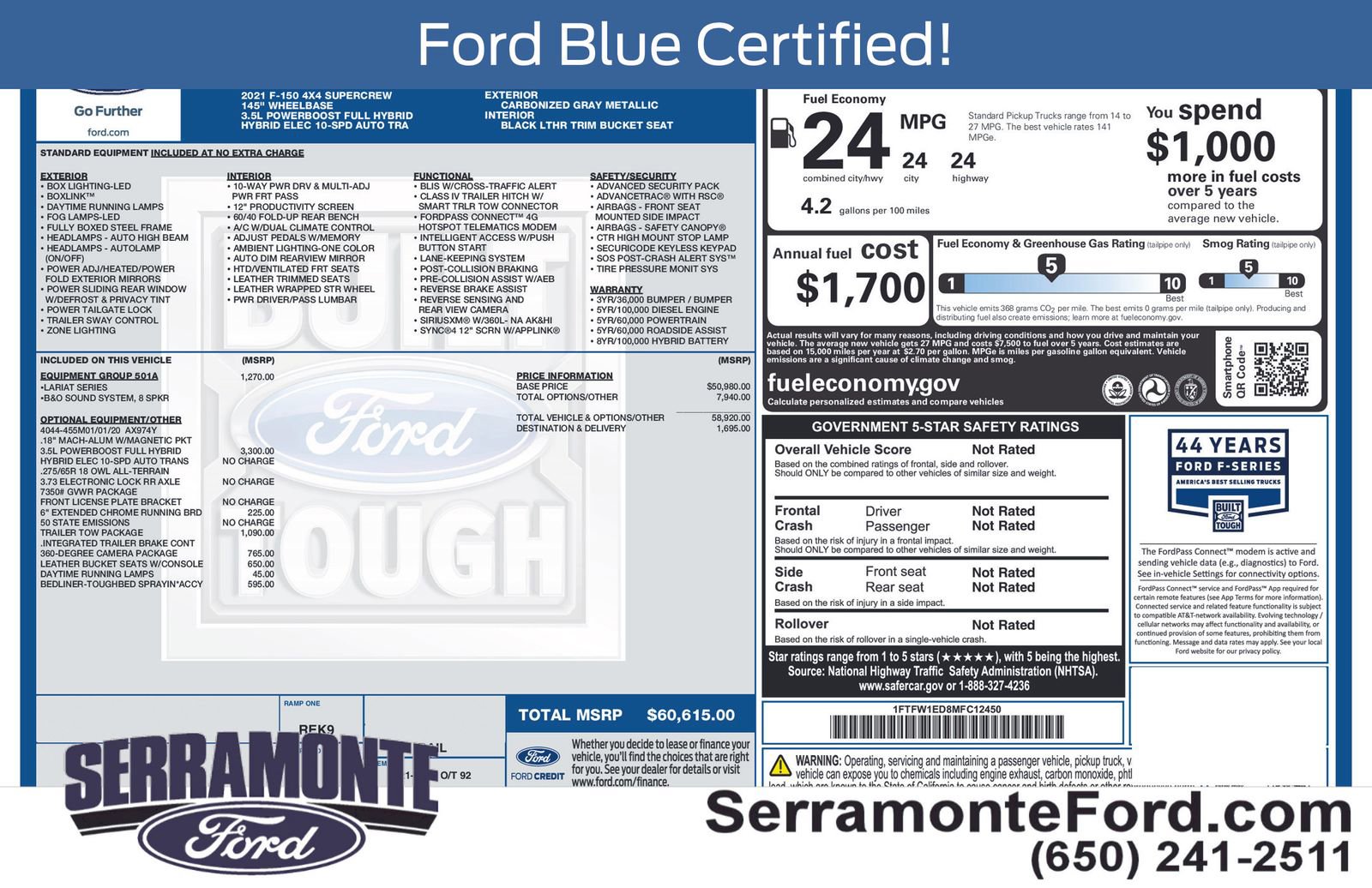 Certified 2021 Ford F150 Lariat w/ Equipment Group 501A Mid AWD/4WD image 18