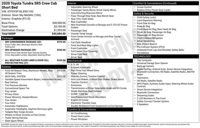 Used 2020 Toyota Tundra SR5 w/ SR5 Convenience Package AWD/4WD image 16