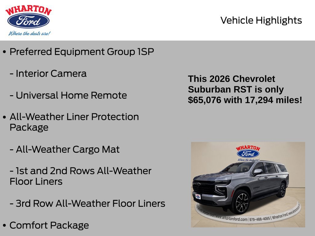 Used 2026 Chevrolet Suburban RST w/ Comfort Package RWD image 16