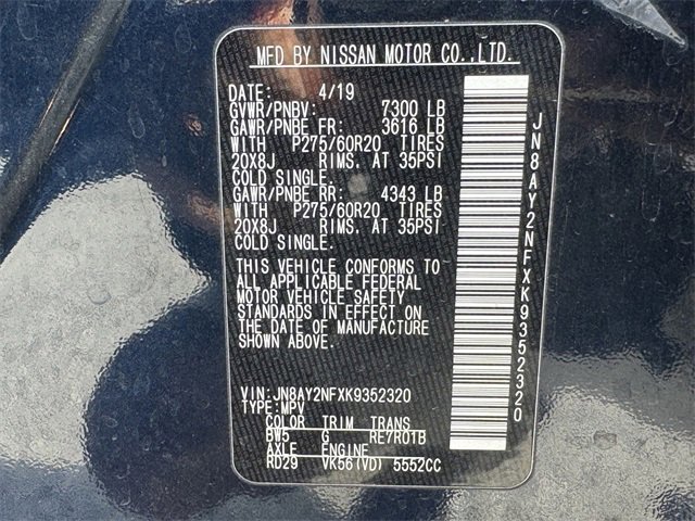 Used 2019 Nissan Armada Platinum w/ Captain's Chairs Package image 35