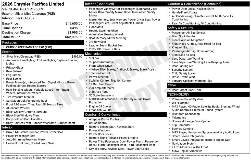 Used 2026 Chrysler Pacifica Limited FWD image 34