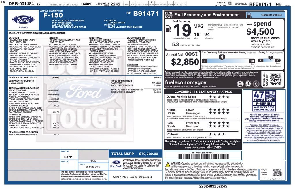 Certified 2024 Ford F150 Lariat w/ FX4 Off-Road Package AWD/4WD image 4