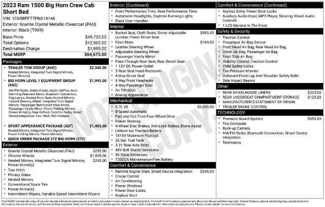 Used 2023 RAM 1500 Big Horn w/ Trailer Tow Group AWD/4WD image 31