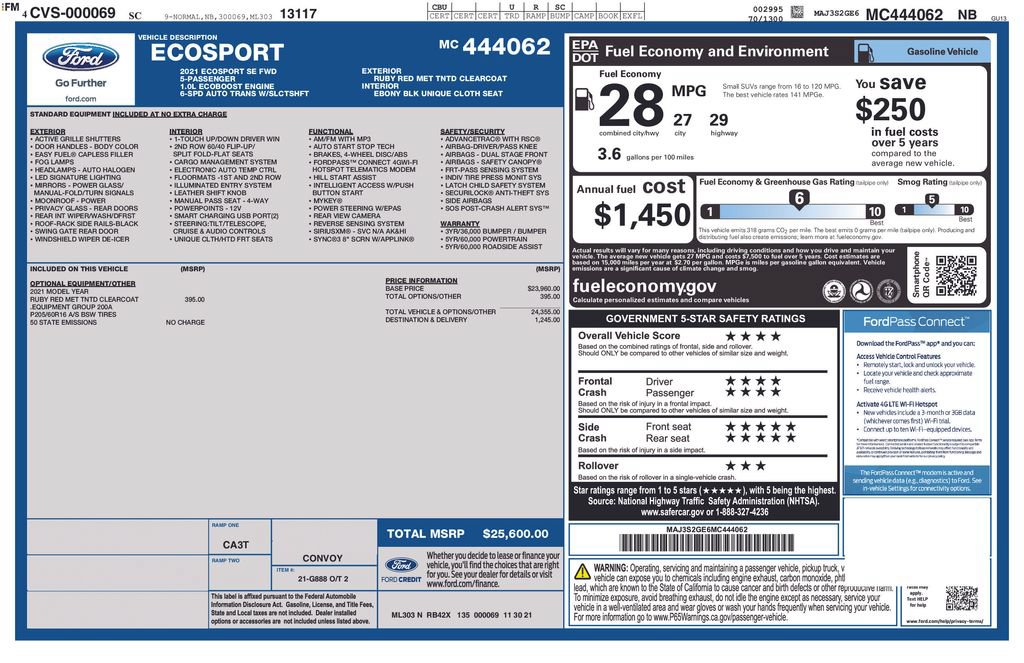 Certified 2021 Ford EcoSport SE FWD image 5