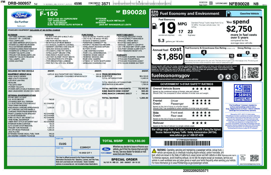 Certified 2022 Ford F150 King Ranch w/ Equipment Group 601A High AWD/4WD image 54
