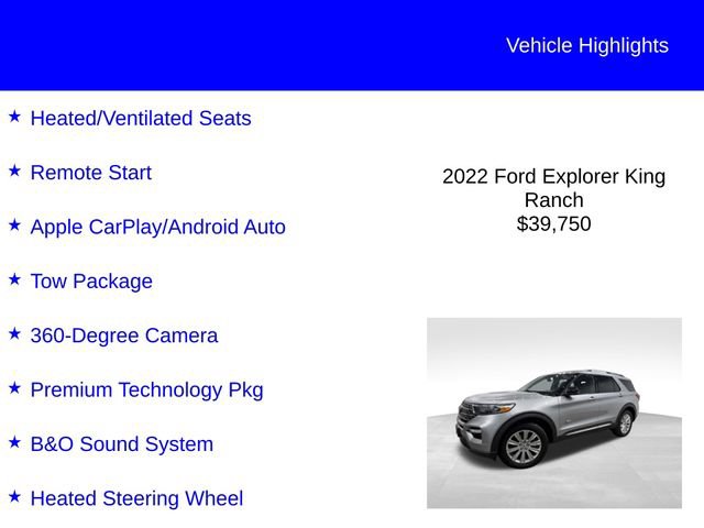 Certified 2022 Ford Explorer King Ranch w/ Premium Technology Package AWD/4WD image 3
