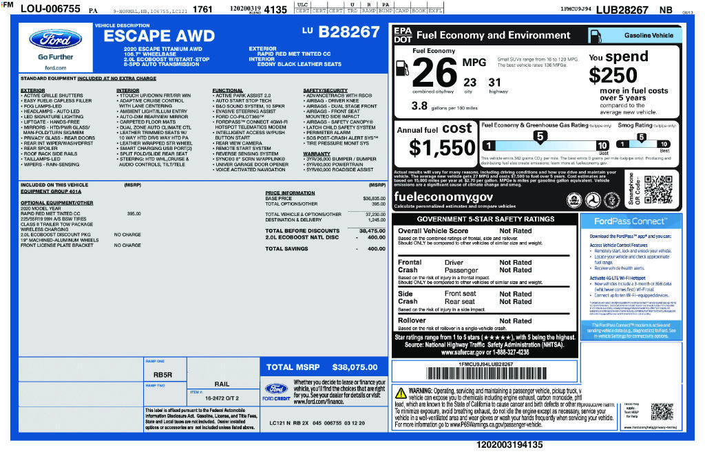 Certified 2020 Ford Escape Titanium AWD/4WD image 7